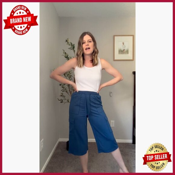 3 Pack Women's Capri Cargo Sweatpants Wide Leg Cropped Casual Drawstring - Picture 7 of 7